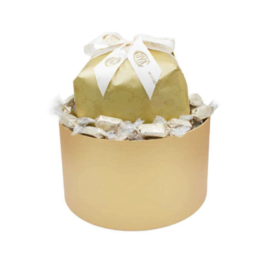 Panettone Tradițional în cutie rotundă cu nugă