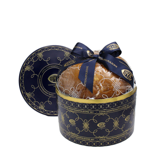 Panettone de ciocolată în cutie metalică