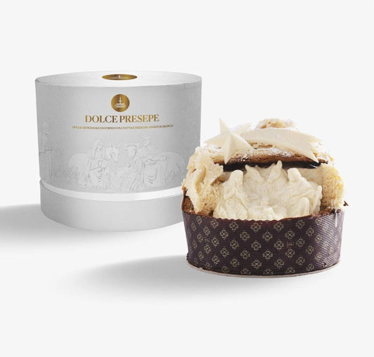 Panettone artizanal cu stafide si portocale confiate 1,7Kg, cu Scena Nasterii creata manual