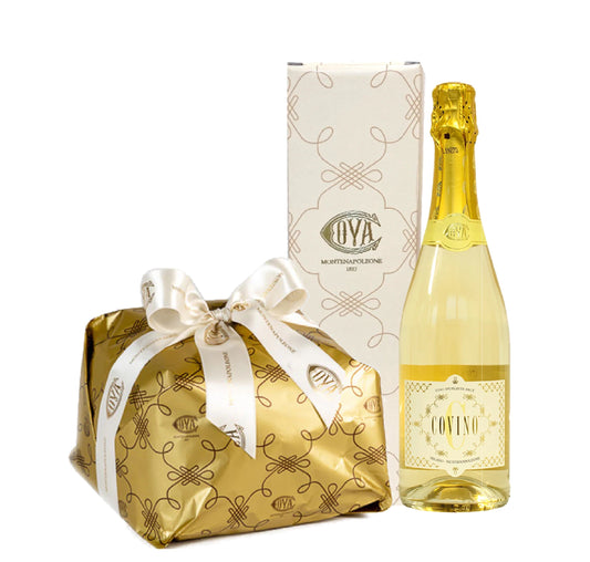 Panettone și sticlă în ambalaj cadou