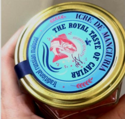 Cutie cadou, cutie lemn albastra , motiv iarna, set caviar si ciocolata